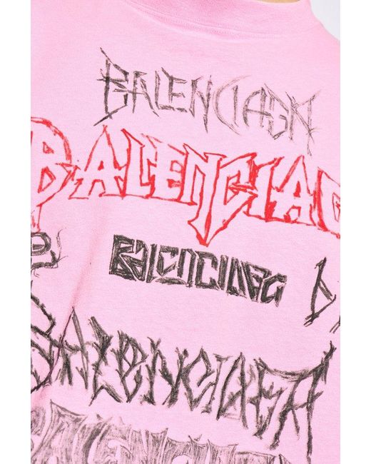 Balenciaga Pink T-shirt With Logo, for men