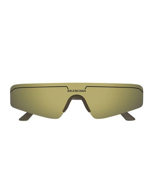 Balenciaga Green Ski Rectangular Frame Sunglasses