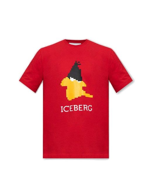 Iceberg Pixelated Daffy Duck Institutional Logo T-shirt in Red for Men |  Lyst