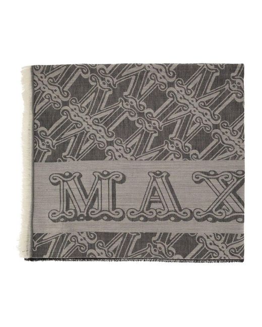 Max Mara Gray Eleonor Wool, Silk And Linen Jacquard Stole