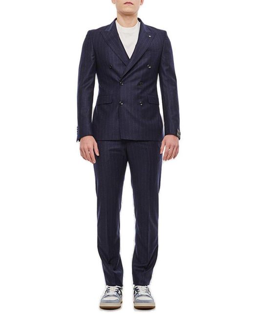 Tagliatore Blue Double-breasted Two-piece Suit Set for men