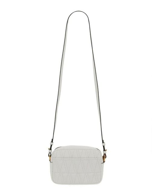 Versace White Virtus Quilted Crossbody Bag