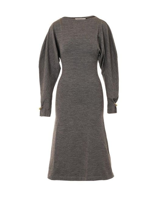 Philosophy Di Lorenzo Serafini Gray Flared Midi Dress