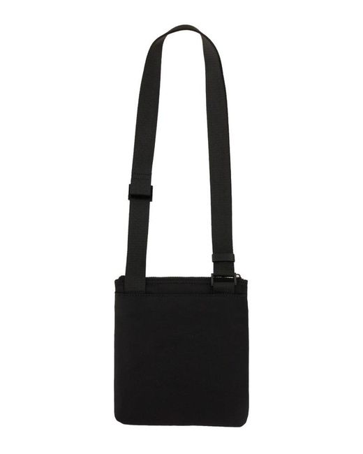 Versace Black Logo Printed Zipped Shoulder Bag for men
