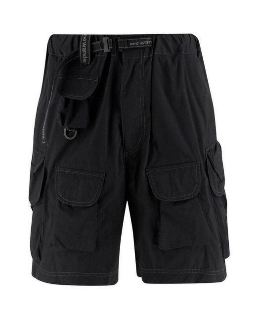 And Wander Black Belted Cargo Shorts for men