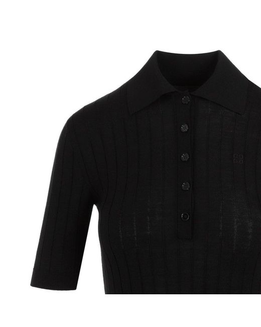 Givenchy Black Voyou Belted Knit Polo Dress