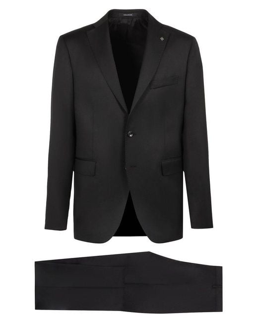 Tagliatore Black Wool Two-Pieces Suit for men
