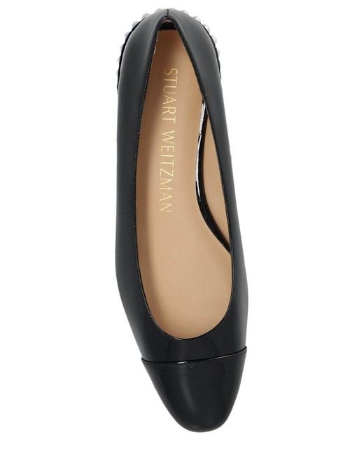 Stuart Weitzman Black Pearl Embellished Flat Shoes