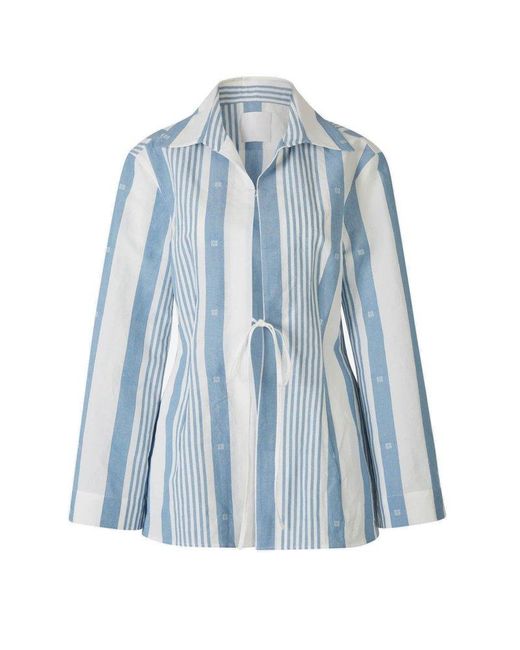 Givenchy Blue Striped Long-sleeved Blouse