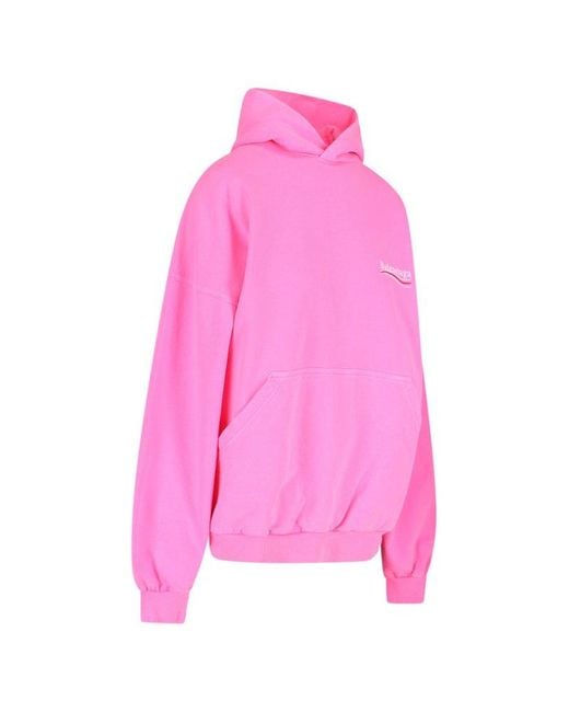 Balenciaga Pink Logo Embroidered Hoodie for men