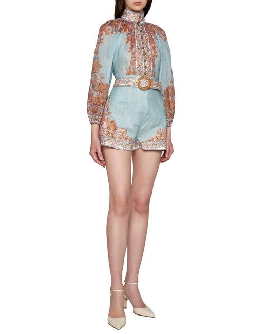 Zimmermann Multicolor Devi Paisley Printed Belted Shorts