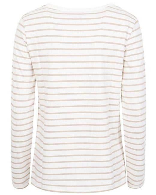 Weekend by Maxmara Natural Logo Embroidered Striped Top