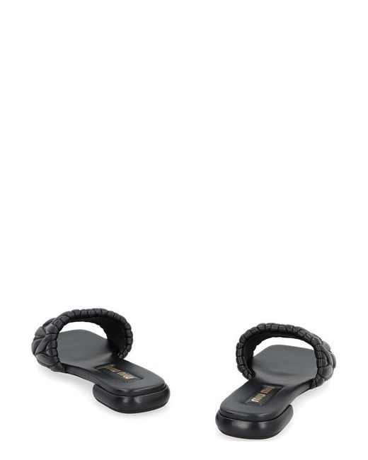 Miu Miu Black Logo Detailed Slip-on Sandals