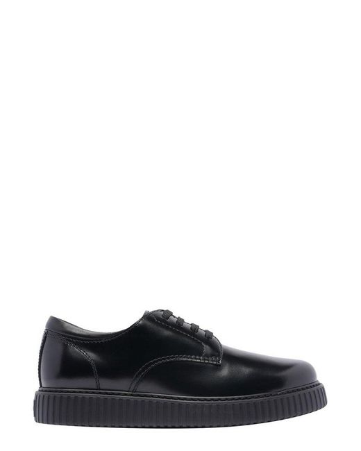 Hogan Black Round Toe Lace-Up Sneakers for men