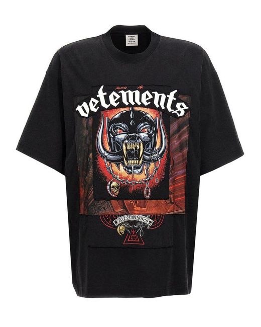 Vetements Black 'Motorhead Patched' T-Shirt