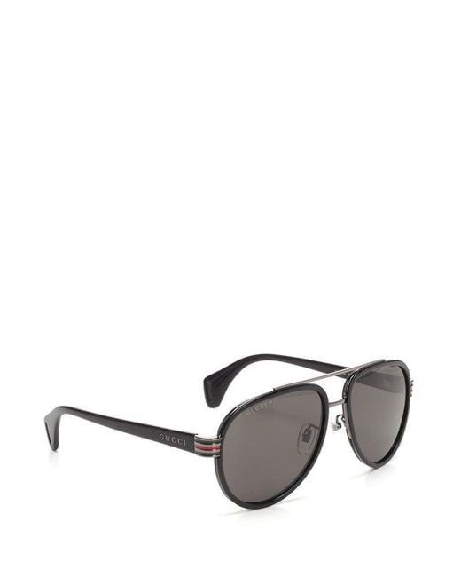Gucci Gray Aviator Frame Sunglasses for men