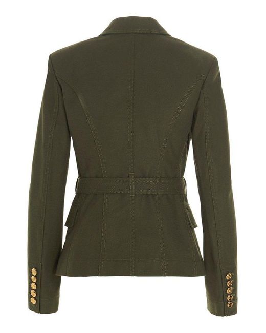 Balmain Green Belted Double-breasted Blazer Jacket