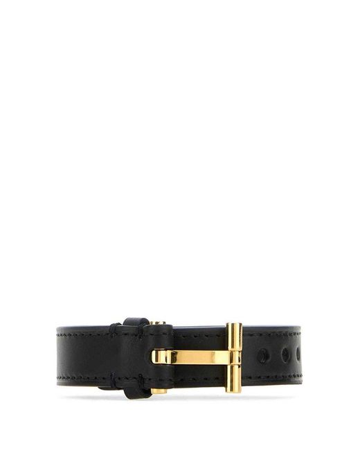 Tom Ford White Leather T Bracelet for men