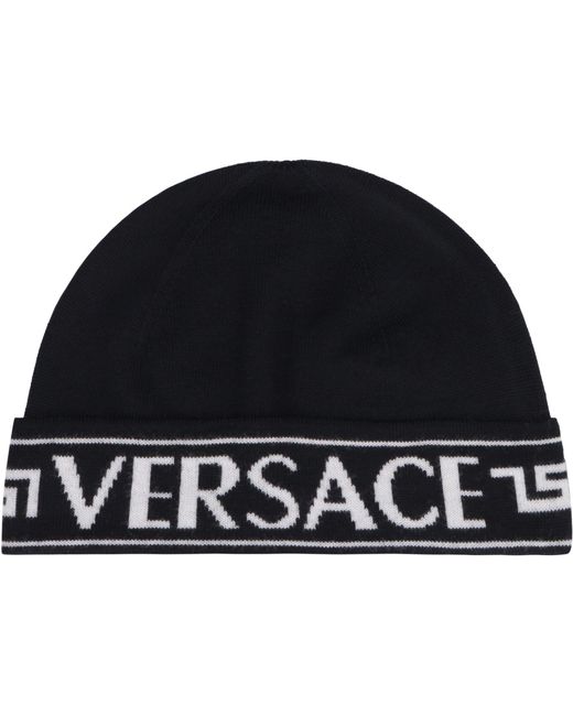 Versace Black Wool Hat for men