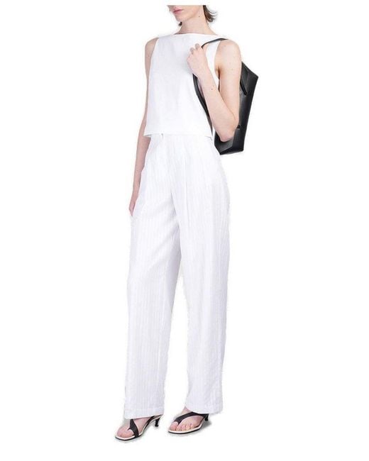 Theory White Double Pleat Trousers