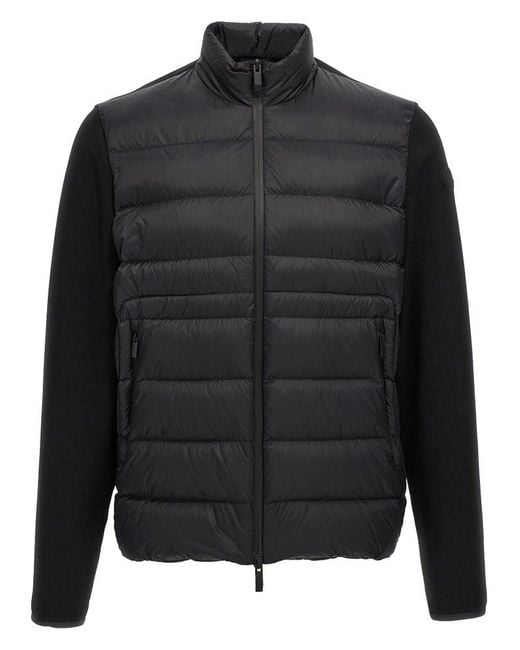 Moncler Blue Logo Patch Zip-Up Padded Cardigan for men