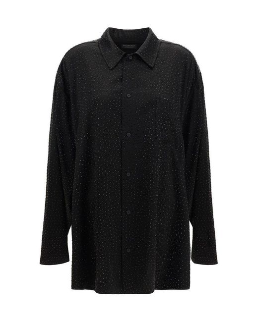 Balenciaga Black Rhinestone Embellished Shirt