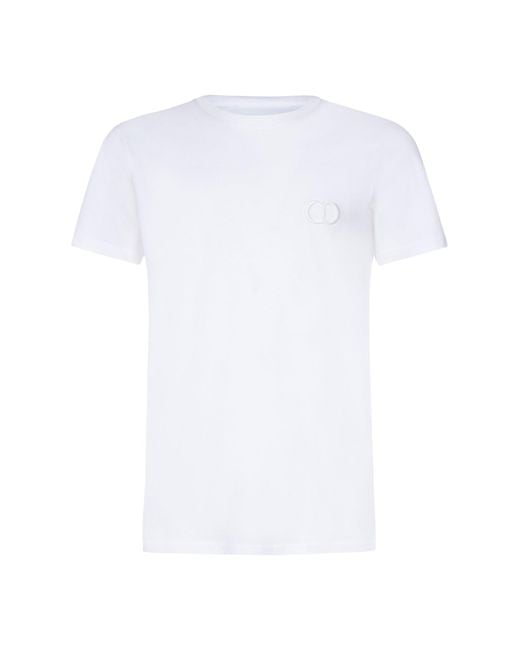 Dior White Cd Icon Embroidery T-shirt for men