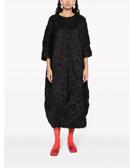 Daniela Gregis Black Crinkled Midi Dress