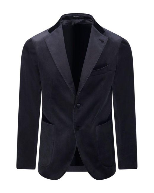 Tagliatore Blue Notched-Lapels Single-Breasted Blazer for men