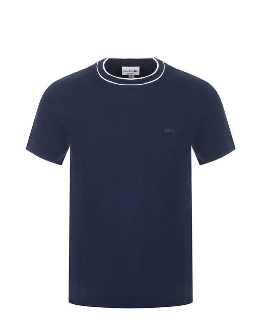 Lacoste Blue Stripe-Collar Piqué Short-Sleeved T-Shirt for men