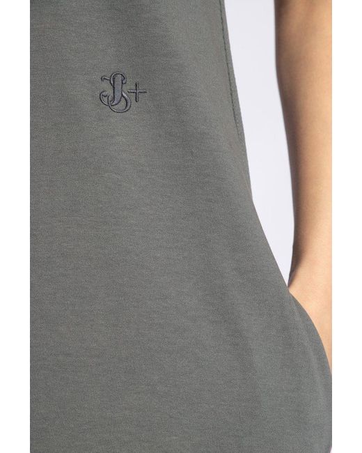 Jil Sander Gray + Cotton Dress With Logo,