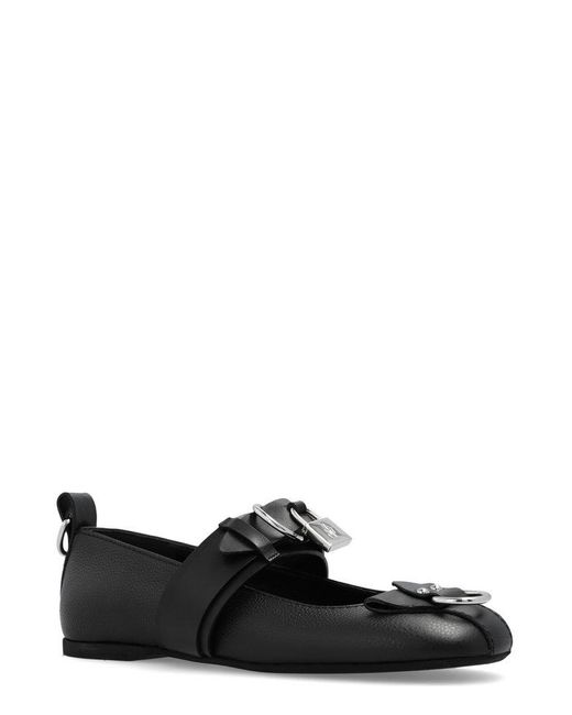 J.W. Anderson Black Padlock Detailed Ballerina Shoes