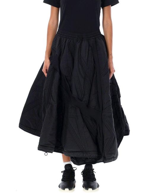 Y-3 Black Padded Midi Skirt