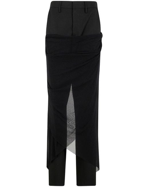 Jean Paul Gaultier Black Tailored Pant With Mesh Sarong