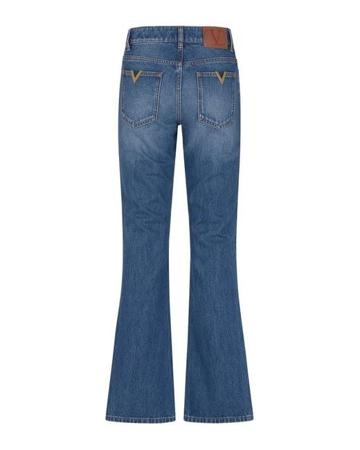 Valentino Blue Vlogo Detailed Flared Jeans