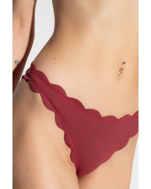 Marysia Swim Red Scalloped Edge Activewear Set
