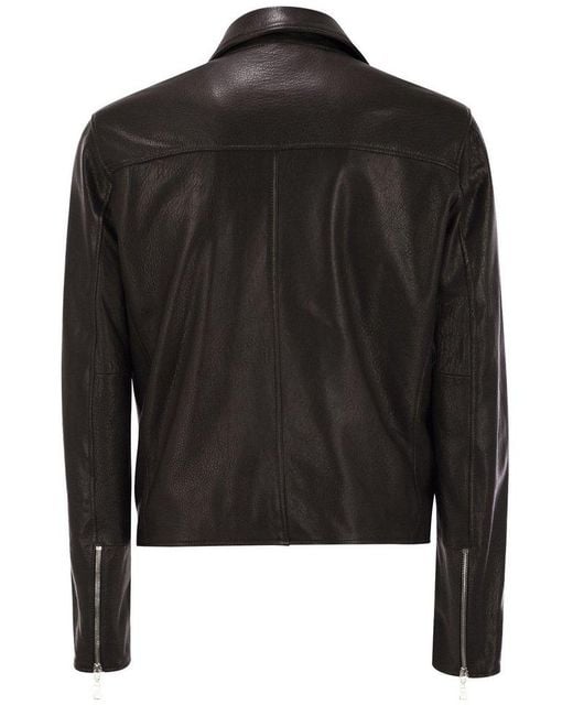Tagliatore Black Franklin Leather Biker Jacket for men