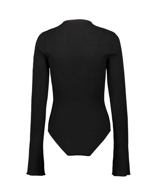 Courreges Black Vneck Bodysuit