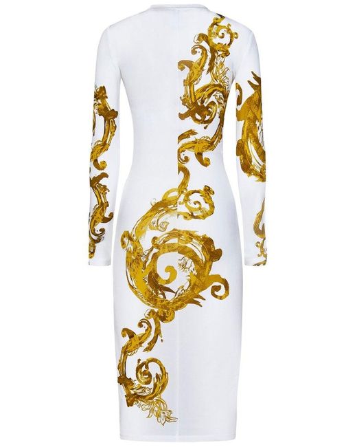 Versace Metallic Watercolour Couture Midi Dress