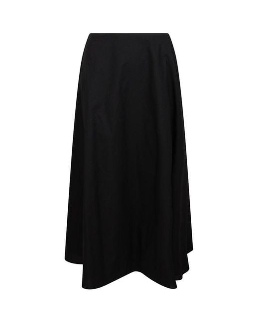 MSGM Black Layered Detailed Poplin Midi Skirt