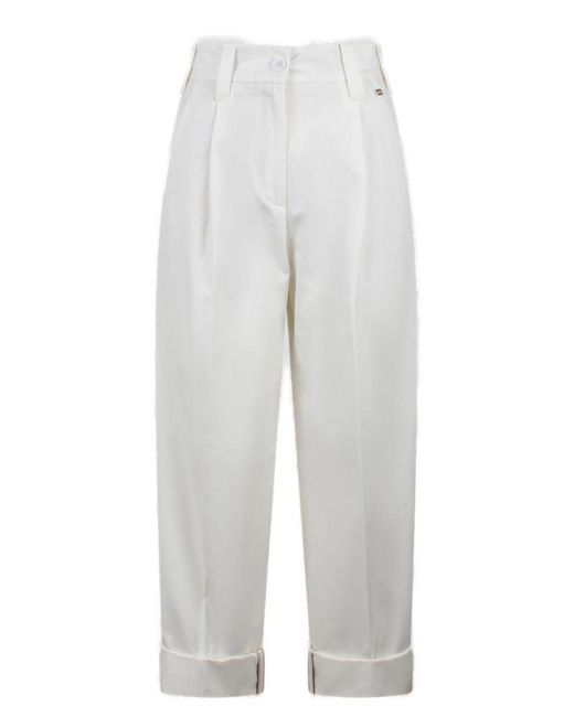 Herno White Delon Pleated Trousers