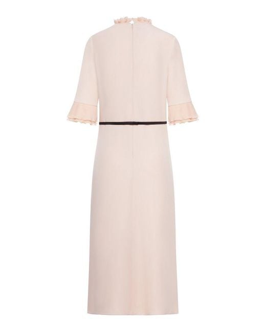 Valentino Natural Ruffled Bow Detailed Dress