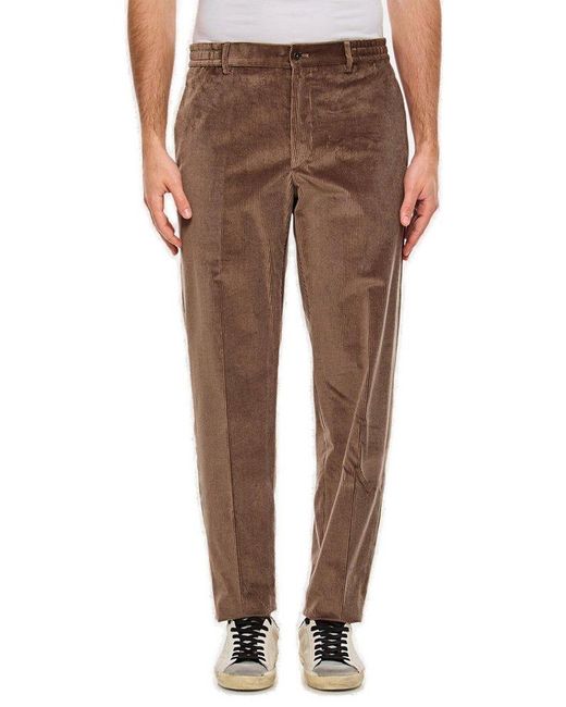 Tagliatore Brown Tapered Leg Corduroy Trousers for men