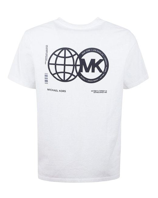 Michael Kors White Logo Printed Crewneck T-shirt for men