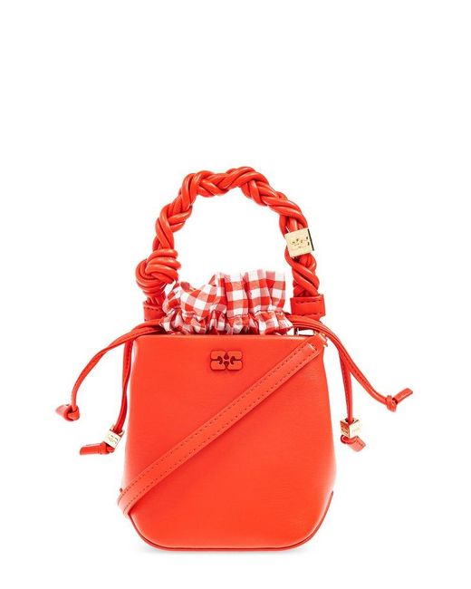 Ganni Mini Bou Bucket Bag in Red | Lyst