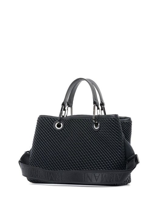 Emporio Armani Black Logo Patch Top Handle Bag