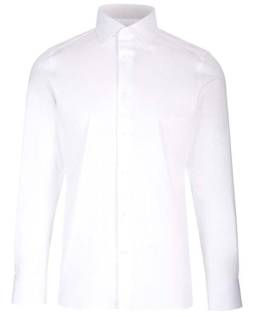 Zegna White Long-Sleeved Tailored Shirt for men