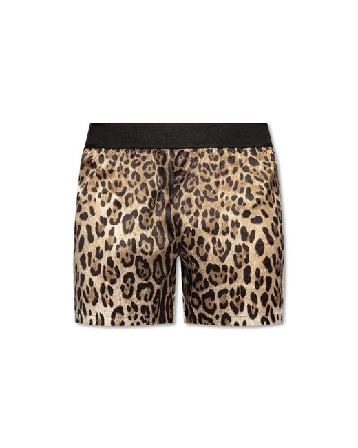 Dolce & Gabbana White Leopard-Printed Shorts for men