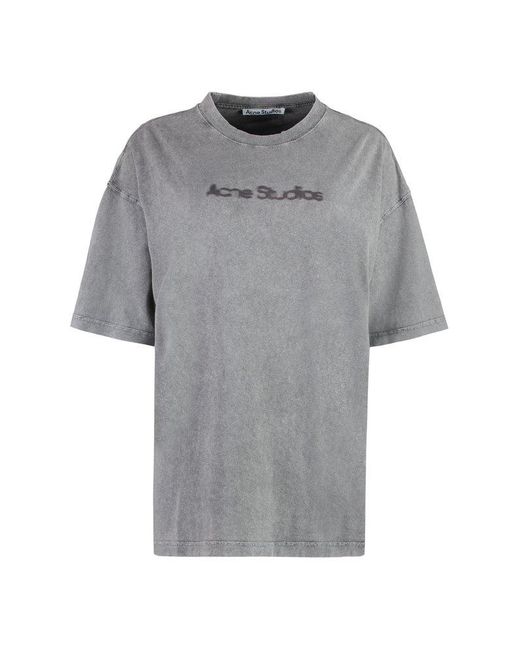 Acne Gray Cotton Crew-Neck T-Shirt