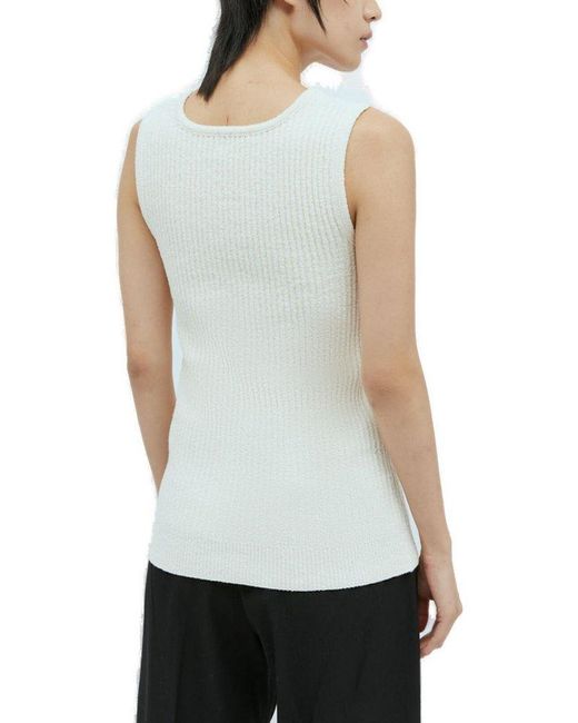 Totême  White Ribbed-Knit Sleeveless Tank Top